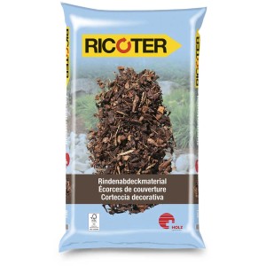 Sacco di pacciame di corteccia Ricoter, 60 l, granulometria 0-40 mm. Pacciamatura naturale per il giardino.