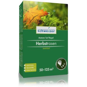 Packung Herbstrasen-Saatgut Autumn Turf Royal für eine schnelle Rasenreparatur im Herbst.