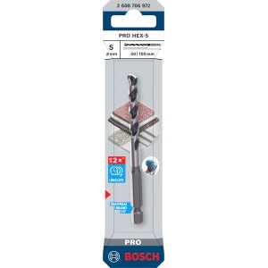 Punta per piastrelle Bosch Pro Hex-5, diametro 5 mm, argento. Attacco esagonale per trapano e avvitatore.