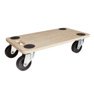 Planche de transport rectangulaire TE-300 avec 4 roulettes, adaptée aux charges jusqu'à 300 kg.