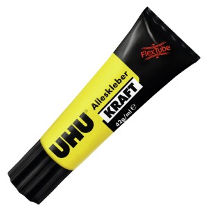 Uhu Alleskleber Kraft Transparent Flex Tube, 42g Tube, ideal für transparente Materialien und flexible Verklebungen.