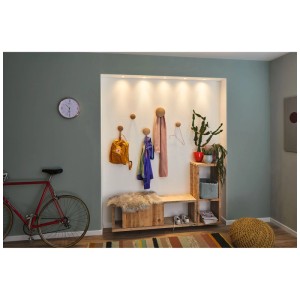 Scène avec spots encastrables LED Paulmann Nova Mini Plus fer, lumière blanche chaude dans une niche.