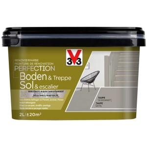 Bodenfarbe Reno Perfektion Taupe, 2 Liter Gebinde. Fußbodenfarbe für Innen, Farbe Taupe.