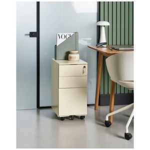 Beliani Armoire de bureau Bolsena à roulettes beige 60 x 30 x 45 cm