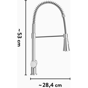 Robinet de cuisine Baliv KI-1170, mitigeur avec douchette, laiton chromé, env. 53x28cm