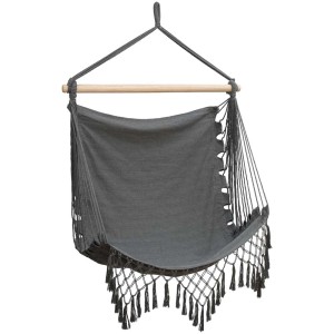 Conacord sedia sospesa Galaxy, grigio scuro in cotone con frange, 100x130 cm.