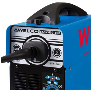 Awelco Inverter Compact Easymig 100, poste à souder onduleur bleu pour soudure MIG avec fil fourré.