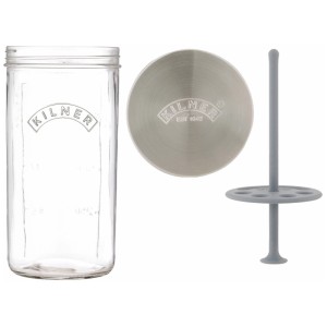 Contenitore per erbe aromatiche Kilner in vetro trasparente con coperchio e inserto in silicone.