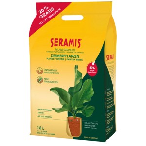 Seramis Granulato per piante 18L (15L+3L) per piante da interno, in sacco giallo.