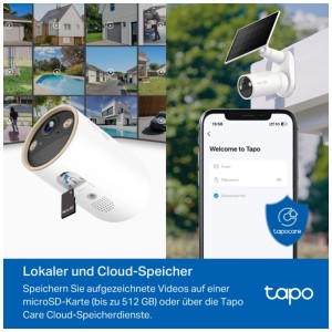 Tapo C460 Überwachungskamera-Set mit Solarpanel, weiß. Inklusive App-Steuerung.