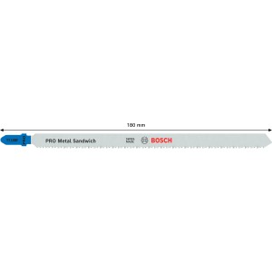 Lama per seghetto alternativo Bosch T718BF per pannelli sandwich metallici, lunghezza 180mm.