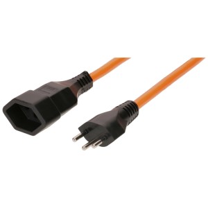 Rallonge orange EPR/PUR H07BQ-F3G1.5 avec fiche type 12/13, longueur 10 m.