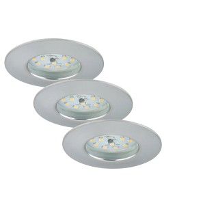 Lot de 3 spots encastrables LED pour salle de bain Briloner Attach, 5W, IP44, couleur aluminium.