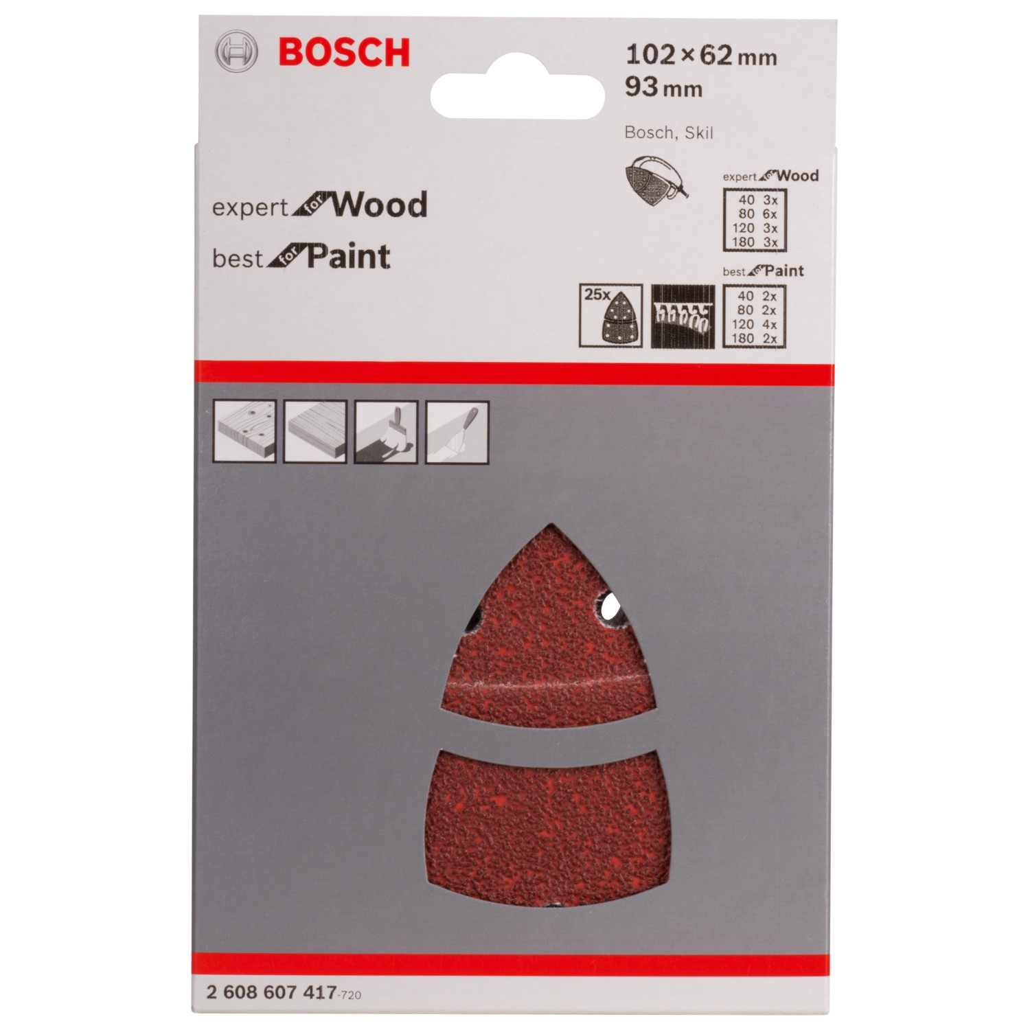 Bosch Lot de feuilles abrasives C470 et C430 granulométrie 40 - 180