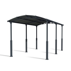 Canopia Carport Arcadia Alpine 6400 antracite, 360x650 cm, con tetto arcuato e sei pali.