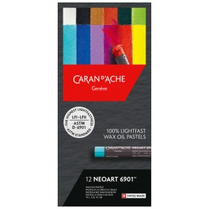 Caran d'Ache Neoart 6901 pastelli a cera, 12 pz. Pastelli per artisti di alta qualità.