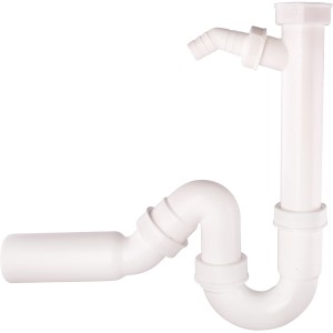 Siphon de cuisine Sanitop-Wingenroth, 38 mm, blanc, avec raccord pour lave-vaisselle.