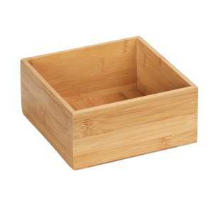 WENKO Boîte de rangement Terra M en bambou, étagère de salle de bain carrée.