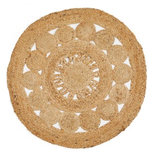 Tappeto rotondo Luxor Living Balo naturale, Ø 80 cm, in juta e cotone con motivo intrecciato.