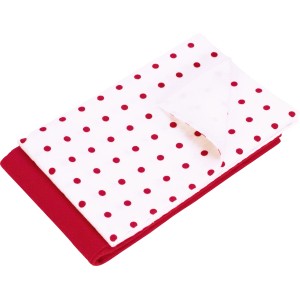 Confezione da 2 panni per pavimenti in pile: 1x rosso, 1x bianco con pois rossi. Assorbente e lavabile.