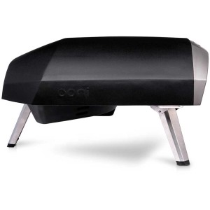 Forno per pizza a gas Ooni Koda 16, corpo nero con gambe argentate.