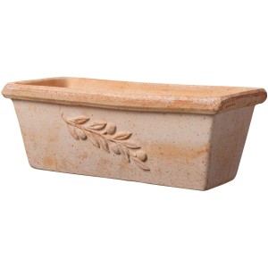 Deroma Vaso per piante Casetta Olive, 30 cm, terracotta con decoro ramo d'ulivo.
