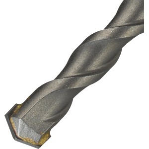 Primo piano: punta per martello perforatore LUX SDS-Plus, 12 mm, punta per cemento con elica per rimozione polvere.