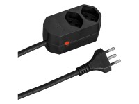 Steckdosenleiste Compact mit Reset-Button Schwarz 2 x T13 / 1,5 m