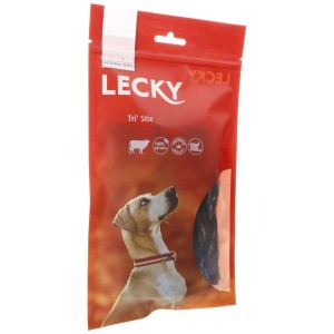 Eric Schweizer Lecky Tri' Stix snack pour chien, 4 pièces dans un sachet rouge. Bâtonnet à mâcher au bœuf.