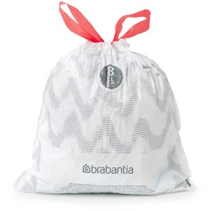 Sacs poubelle Brabantia Perfectfit B, 5 litres, 20 pièces, avec cordon de serrage rouge.