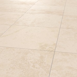 Carrelage de sol 60x60 en grès cérame émaillé mat aspect pierre claire, pour intérieur et extérieur.