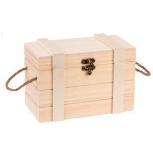 Scrigno Glorex in legno di pino con manici, ideale per l'artigianato e la decorazione.