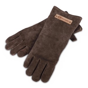 Gants de barbecue Petromax XL en cuir suédé marron pour une protection thermique optimale lors des grillades.