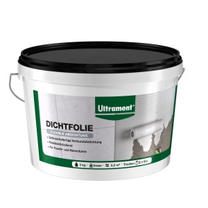 Secchio di Ultrament Dichtfolie, 3 kg, per lavori di costruzione e piastrellatura. Sigillante elastico per superfici pronto all'uso.