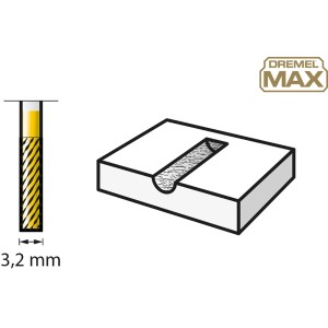 Fresa Dremel 9901DM Max in carburo di tungsteno, gambo 3.2mm, per fresare metallo, legno e plastica.