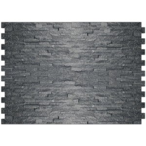 Rivestimento Euro Stone Quarzite Nero, 40x10 cm. Rivestimento murale in pietra naturale scura.