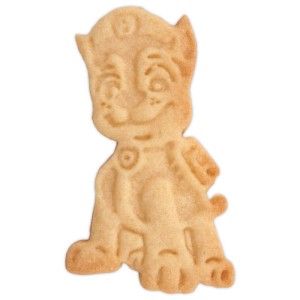 Keks in Form von Chase aus Paw Patrol, hergestellt mit Präge-Ausstecher.