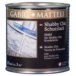 Barattolo di vernice protettiva opaca Gäbig+Mätteli Shabby Chic, adatta per pitture a gesso.