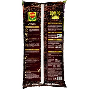 Sacco di terriccio universale di qualità Compo Sana, 20 litri per piante da interno, balcone e giardino.
