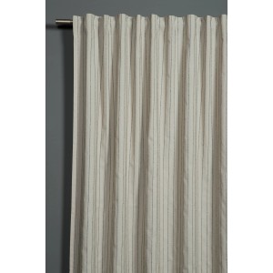 Sciarpa Bennetti opaca color naturale con strisce verticali tessute, 140x245 cm.