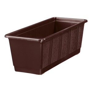 Jardinière standard marron, 14,5x17,5x39 cm, avec structure en bois. Idéale pour balcon et jardin.