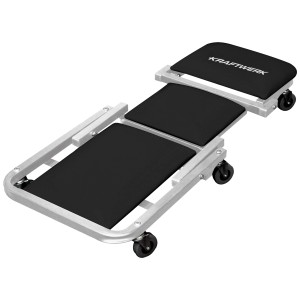 Kraftwerk 2in1 lettino da officina/sedile pieghevole con 6 ruote, carico max 150 kg.