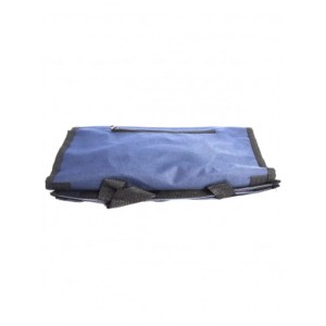 Sac de courses pliable bleu à roulettes, 50x32x15 cm.