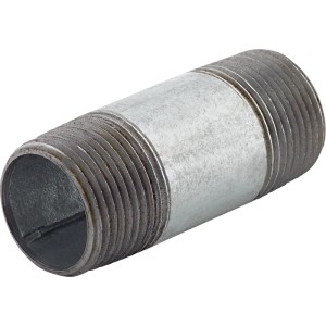 Tuyau fileté en fonte malléable galvanisée, 26,4 mm (Rp 3/4) x 60 mm, pour installation d'eau.