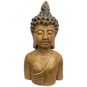 Busto di Buddha marrone, statuetta decorativa in magnesite, alta 41 cm per un'atmosfera rilassante.