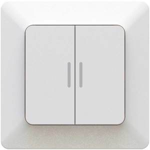 Doppio interruttore a pressione da incasso Priamos bianco con illuminazione.