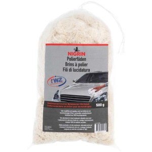 Fil à polir Nigrin, 500g, blanc, pour l'entretien et le nettoyage automobile. Fils absorbants dans un sac transparent.