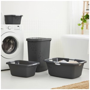 Bacs à linge Rotho Flowers anthracite (12 l) avec motif floral, différentes tailles.