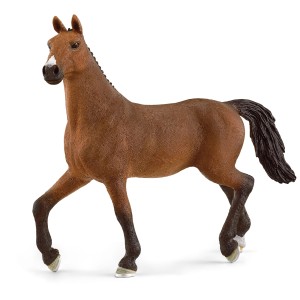 Detailgetreue Schleich Oldenburger Stute, braunes Fell, schwarze Mähne, ideales Geschenk für Pferdefans.