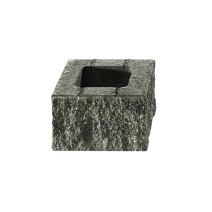 Demi-élément de mur en pierre cassée nuancé de gris, 25x25x15 cm, pour systèmes de murs.